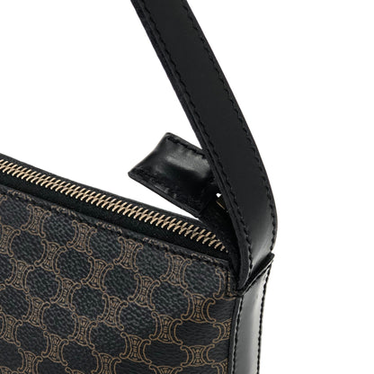 CELINE Macadam Logo embossed Shoulder bag Black Vintage Old CELINE 8z35zh