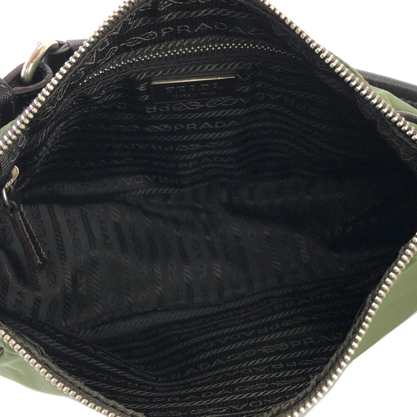PRADA Triangle logo Nylon Shoulder bag Hobobag Olive green Vintage 2psmea