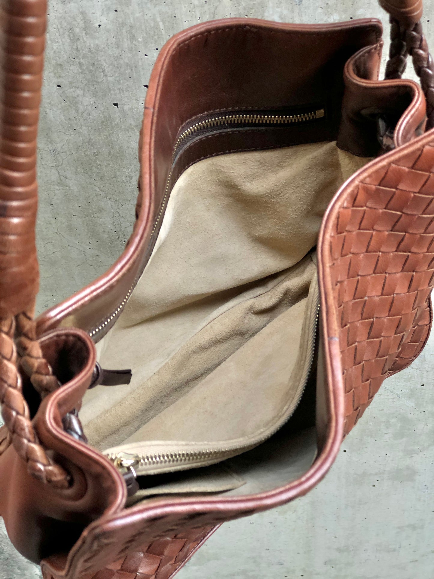 Bottega Veneta Intrecciato Leather Shoulder bag Handbag Brown Vintage Old 4fafga
