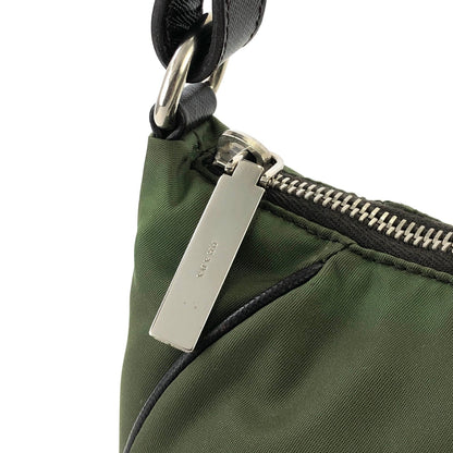 PRADA 三角形標誌尼龍單肩包 Hobobag 橄欖綠復古 2psmea