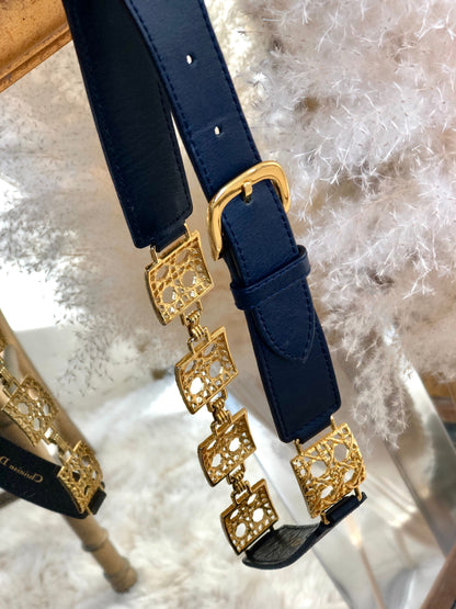 Christian Dior Cannage 皮帶 海軍藍 復古 老 vguitj