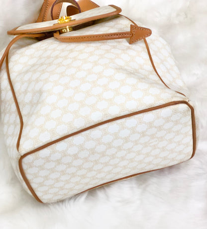 CELINE Macadam Gancini Backpack White Vintage Old Celine g252jj