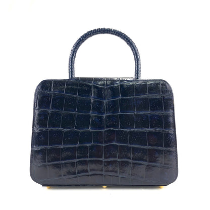 FENDI logo patent combination crocodile embossed basket bag handbag navy vintage old ckbwun