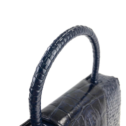 FENDI logo patent combination crocodile embossed basket bag handbag navy vintage old ckbwun