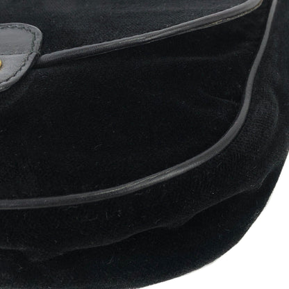 CELINE Blason Triomphe 圖案天鵝絨迷你肩背包黑色舊 Celine 復古 fa7psz