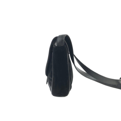 CELINE Blason Triomphe 圖案天鵝絨迷你肩背包黑色舊 Celine 復古 fa7psz