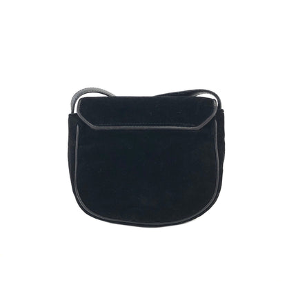 CELINE Blason Triomphe 圖案天鵝絨迷你肩背包黑色舊 Celine 復古 fa7psz