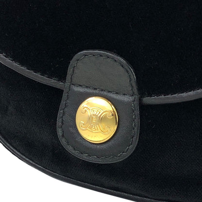 CELINE Blason Triomphe 圖案天鵝絨迷你肩背包黑色舊 Celine 復古 fa7psz