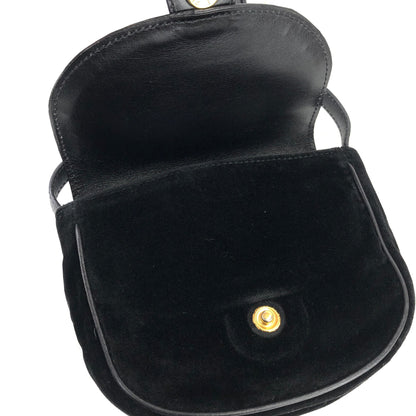 CELINE Blason Triomphe 圖案天鵝絨迷你肩背包黑色舊 Celine 復古 fa7psz