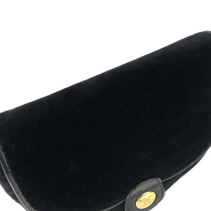 CELINE Blason Triomphe 圖案天鵝絨迷你肩背包黑色舊 Celine 復古 fa7psz