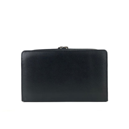 Christian Dior Logo Plate Embossed Leather Pouch Black Vintage Old mzwxxz