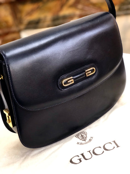 GUCCI G logo Shoulder bag Navy Vintage Old Gucci dmp4t2
