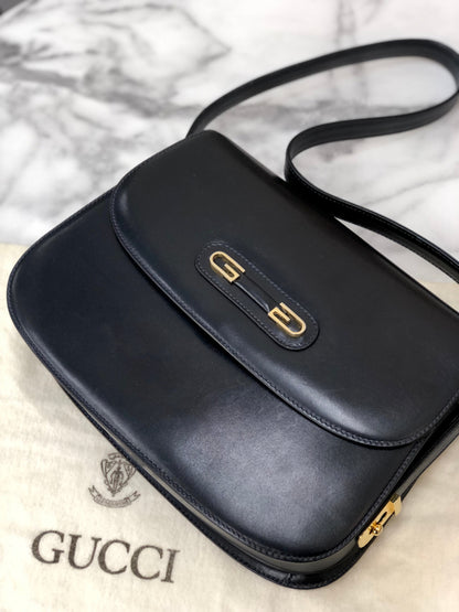 GUCCI G logo Shoulder bag Navy Vintage Old Gucci dmp4t2