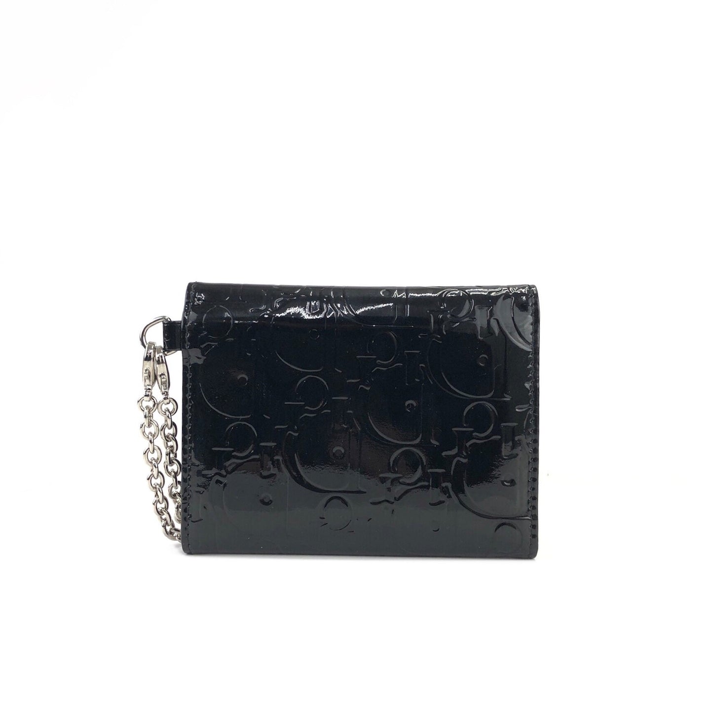 Christian Dior Logo Trotter Oblique Patent leather Chain bag Wallet Black Vintage Old 5ydufj