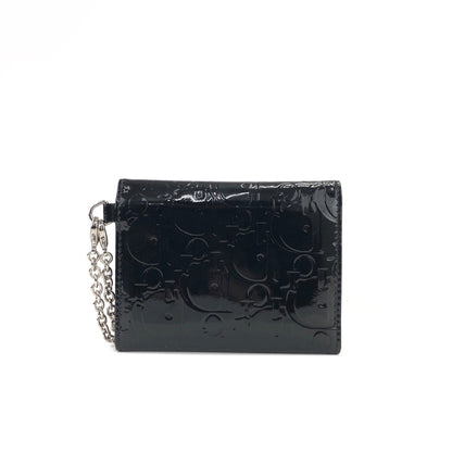 Christian Dior Logo Trotter Oblique Patent leather Chain bag Wallet Black Vintage Old 5ydufj