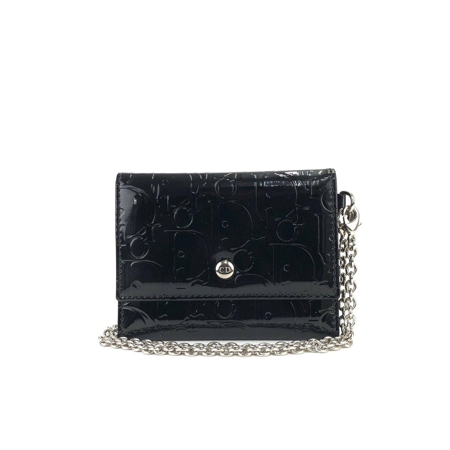 Christian Dior Logo Trotter Oblique Patent leather Chain bag Wallet Black Vintage Old 5ydufj