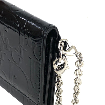 Christian Dior Logo Trotter Oblique Patent leather Chain bag Wallet Black Vintage Old 5ydufj