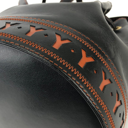 Yves Saint Laurent Logo Y Cut out Drawstring Shoulder bag Black YSL Vintage Old u5skir