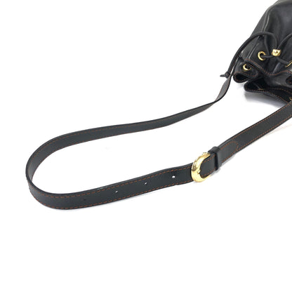 Yves Saint Laurent Logo Y Cut out Drawstring Shoulder bag Black YSL Vintage Old u5skir