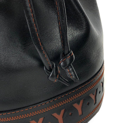 Yves Saint Laurent Logo Y Cut out Drawstring Shoulder bag Black YSL Vintage Old u5skir
