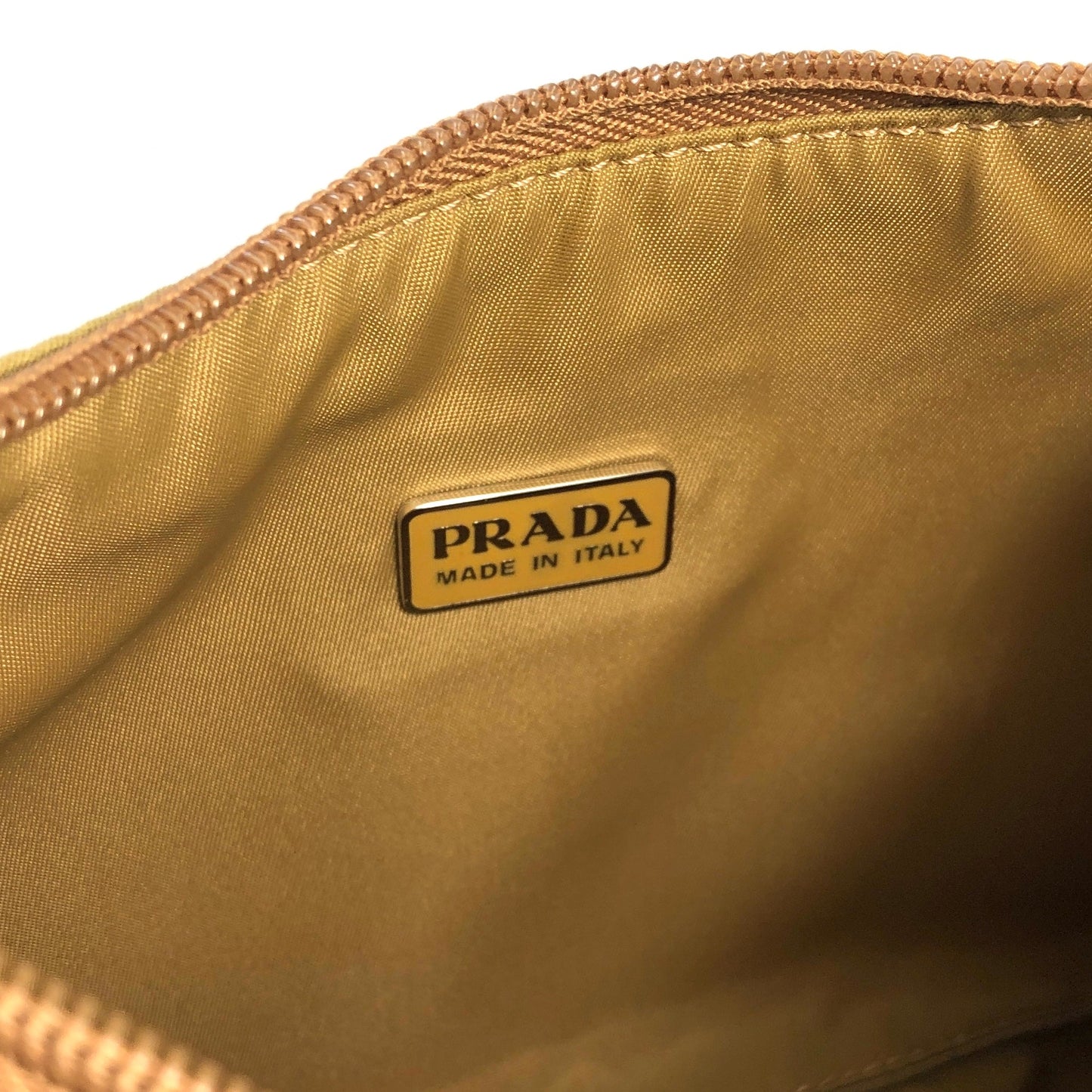 PRADA Triangle logo Nylon Shoulder bag Hobobag Beige Vintage 6xp4vw