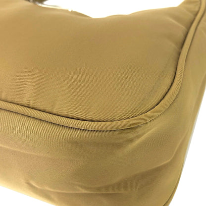 PRADA Triangle logo Nylon Shoulder bag Hobobag Beige Vintage 6xp4vw