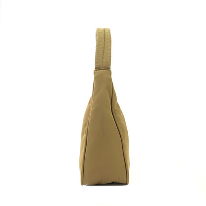 PRADA Triangle logo Nylon Shoulder bag Hobobag Beige Vintage 6xp4vw