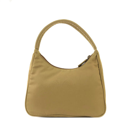 PRADA Triangle logo Nylon Shoulder bag Hobobag Beige Vintage 6xp4vw