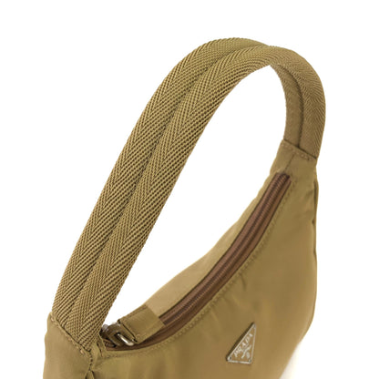 PRADA Triangle logo Nylon Shoulder bag Hobobag Beige Vintage 6xp4vw