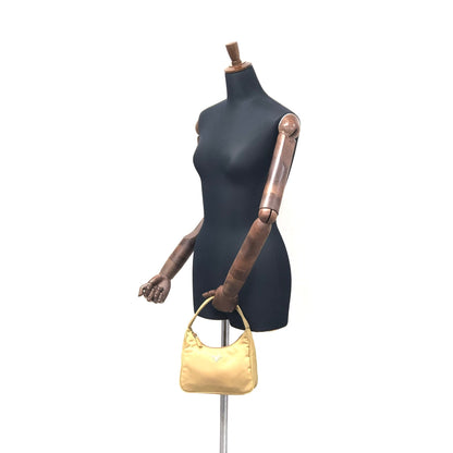 PRADA Triangle logo Nylon Shoulder bag Hobobag Beige Vintage 6xp4vw