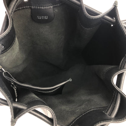 GUCCI Logo Leather Drawstring Shoulder bag Handbag Black Vintage Old Gucci pih6he
