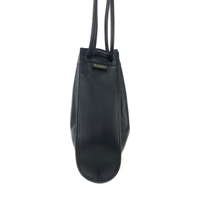 GUCCI Logo Leather Drawstring Shoulder bag Handbag Black Vintage Old Gucci pih6he