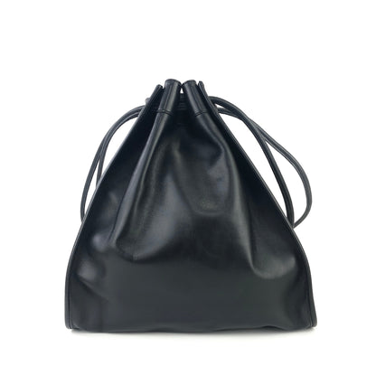 GUCCI Logo Leather Drawstring Shoulder bag Handbag Black Vintage Old Gucci pih6he