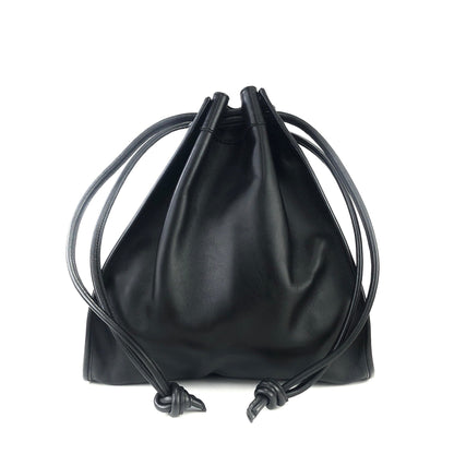 GUCCI Logo Leather Drawstring Shoulder bag Handbag Black Vintage Old Gucci pih6he