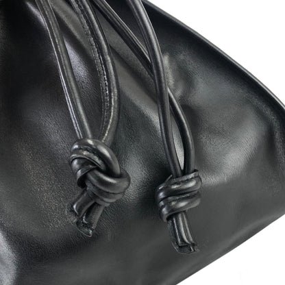 GUCCI Logo Leather Drawstring Shoulder bag Handbag Black Vintage Old Gucci pih6he