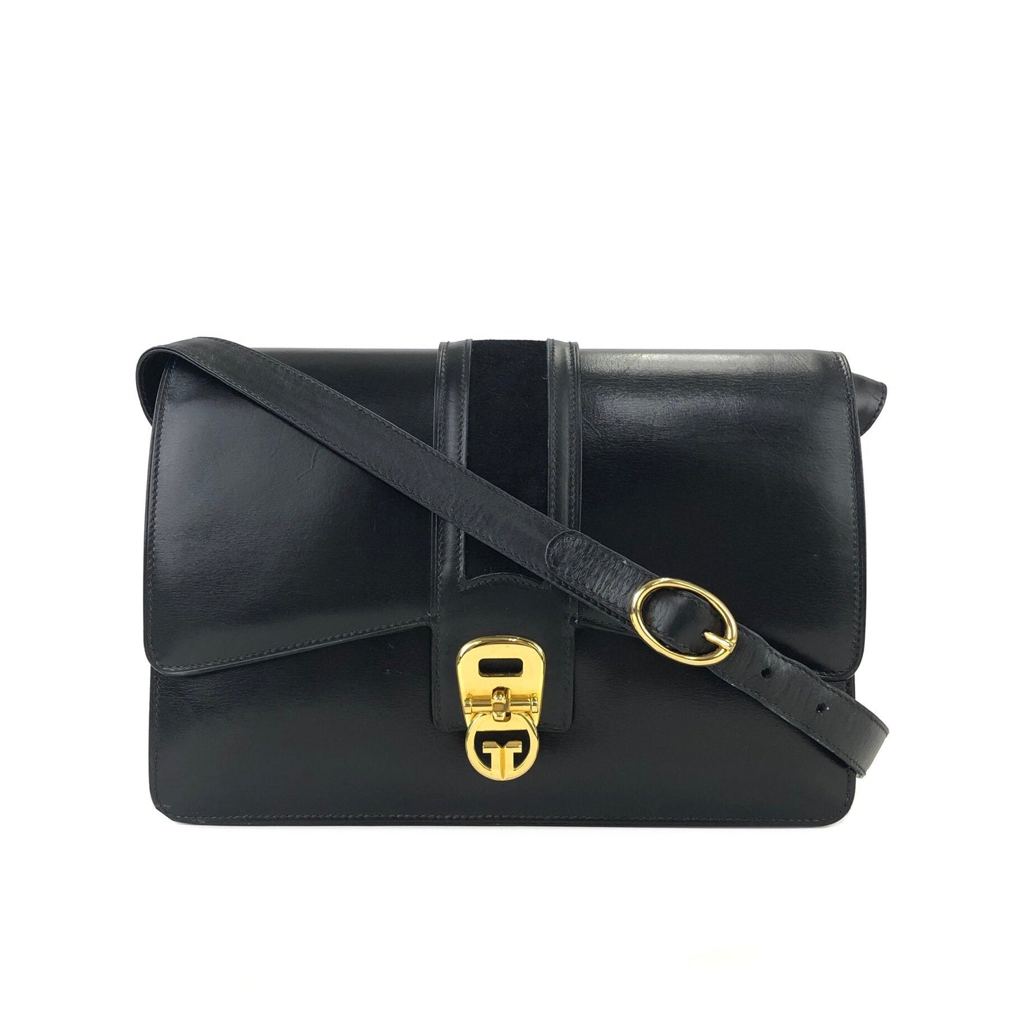 GUCCI Inter locking Crossbody Shoulder bag Black Old gucci Vintage 2vscbm