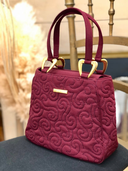 Yves Saint Laurent arabesque oriental stitch nylon handbag bordeaux vintage old uwg4ii