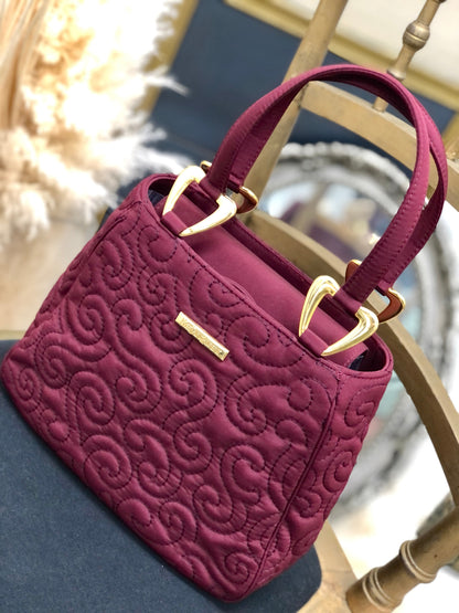 Yves Saint Laurent arabesque oriental stitch nylon handbag bordeaux vintage old uwg4ii