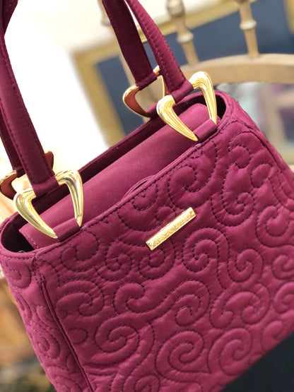 Yves Saint Laurent arabesque oriental stitch nylon handbag bordeaux vintage old uwg4ii