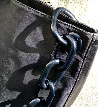 Prada Nylon Leather Plastic Chain Shoulder bag Black Vintage Old naam2f