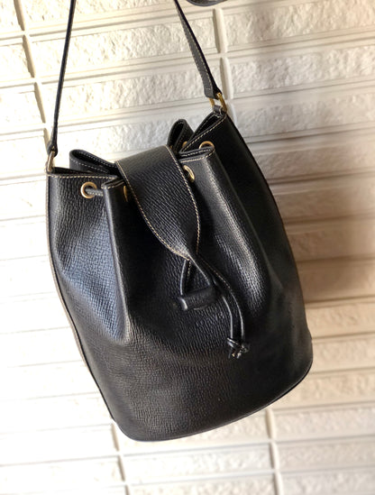 LOEWE Turn lock Drawstring Shoulder bag Black Vintage Old 5cnbja