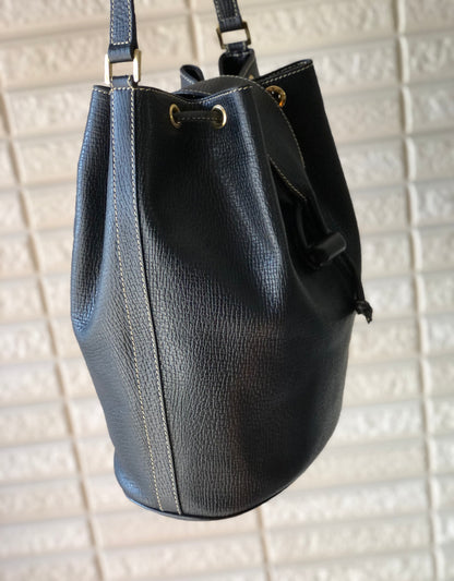 LOEWE Turn lock Drawstring Shoulder bag Black Vintage Old 5cnbja
