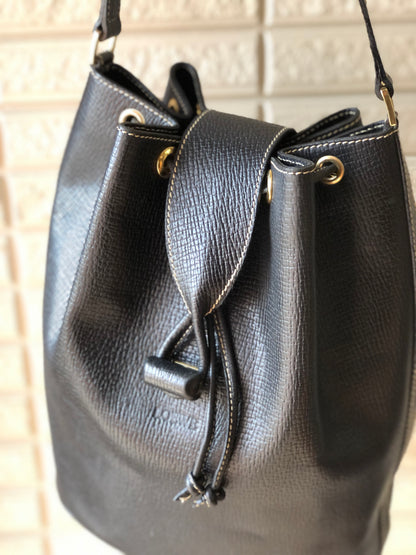 LOEWE Turn lock Drawstring Shoulder bag Black Vintage Old 5cnbja