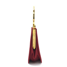 Load image into Gallery viewer, Salvatore Ferragamo Gancini metal handle silk mini bag handbag red gold vintage old nzb8i5
