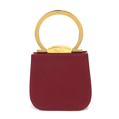 Salvatore Ferragamo Gancini metal handle silk mini bag handbag red gold vintage old nzb8i5