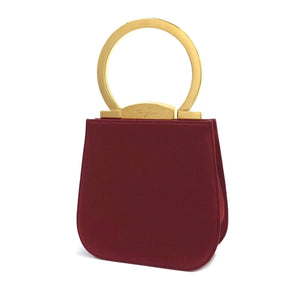 Salvatore Ferragamo Gancini metal handle silk mini bag handbag red gold vintage old nzb8i5