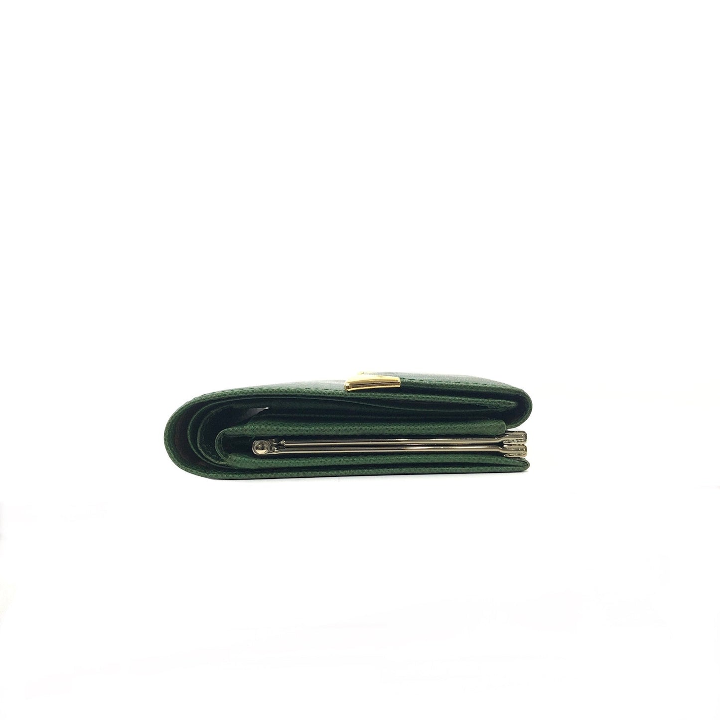 GIVENCHY Logo embossed Leather Compact wallet Coin purse Green Vintage Old w7aseh