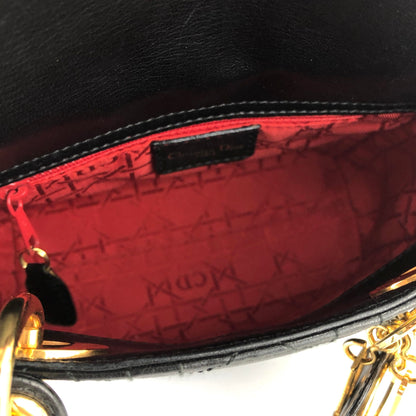 Christian Dior Cannage Lady dior Leather Small Handbag Shoulder bag Black 7tgg5g
