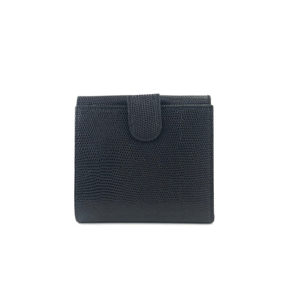 Salvatore Ferragamo Vala ribbon Lizard Mini Wallet Coin purse Black Vintage Old 8znjzn