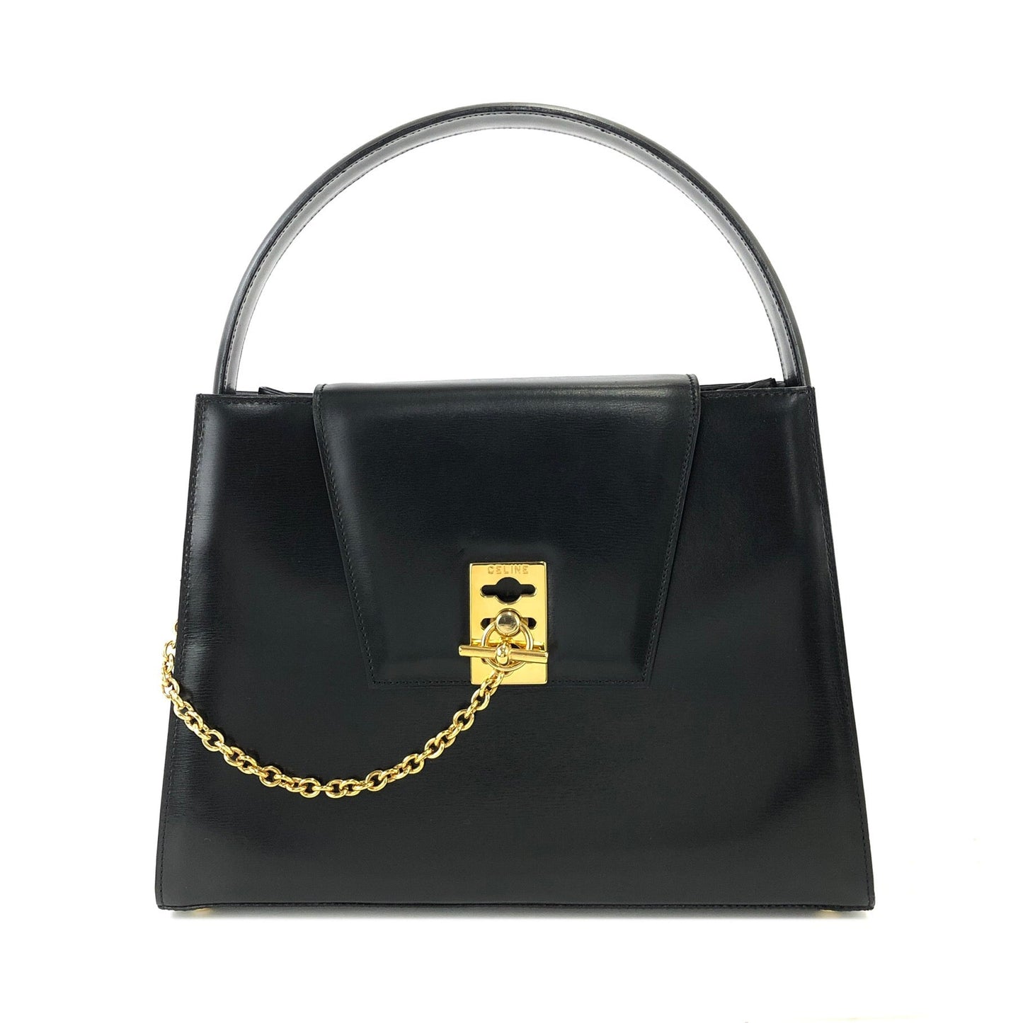 CELINE Mantel Chain Gancini Handbag Black Vintage Old Celine 52xyu2